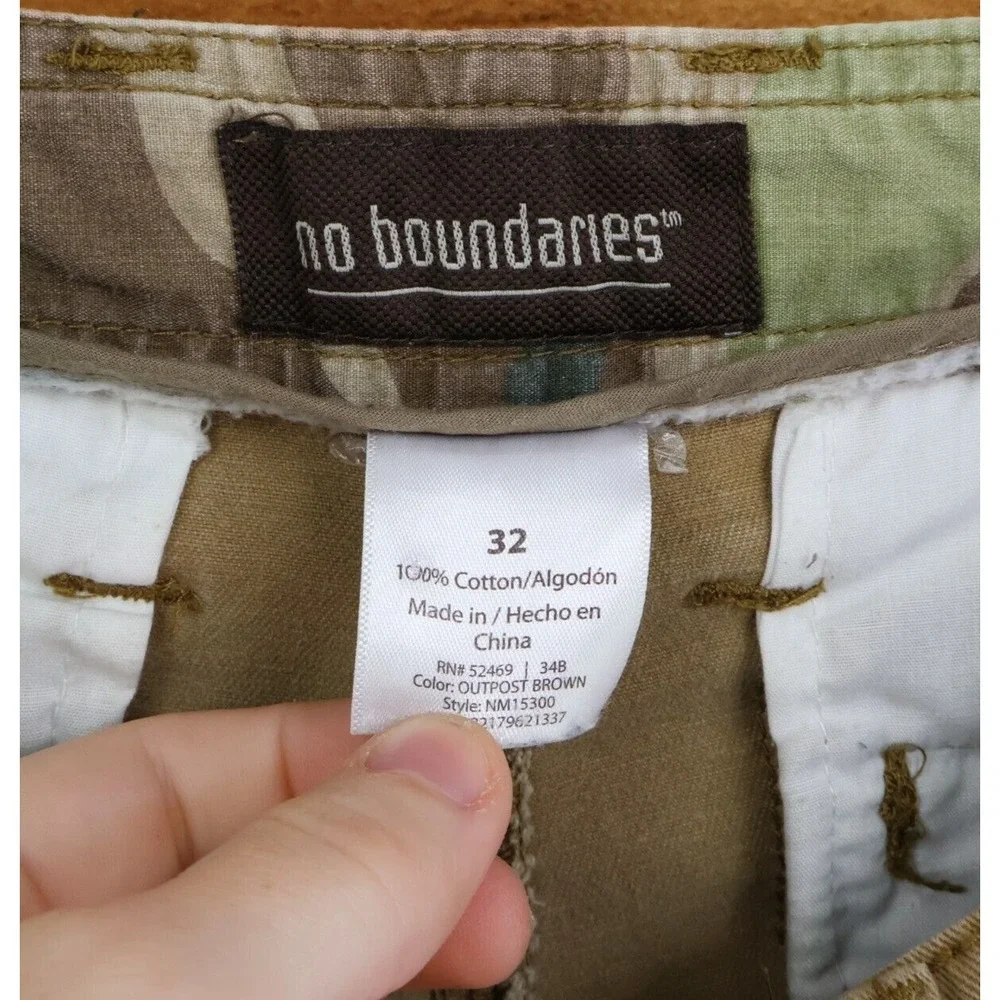 No Boundaries Shorts Mens Size 32‎ Brown 100% Cotton Chinos Pockets Flat Front